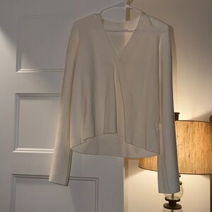 Good American Cream Long Sleeve V-Neck Top size S/M